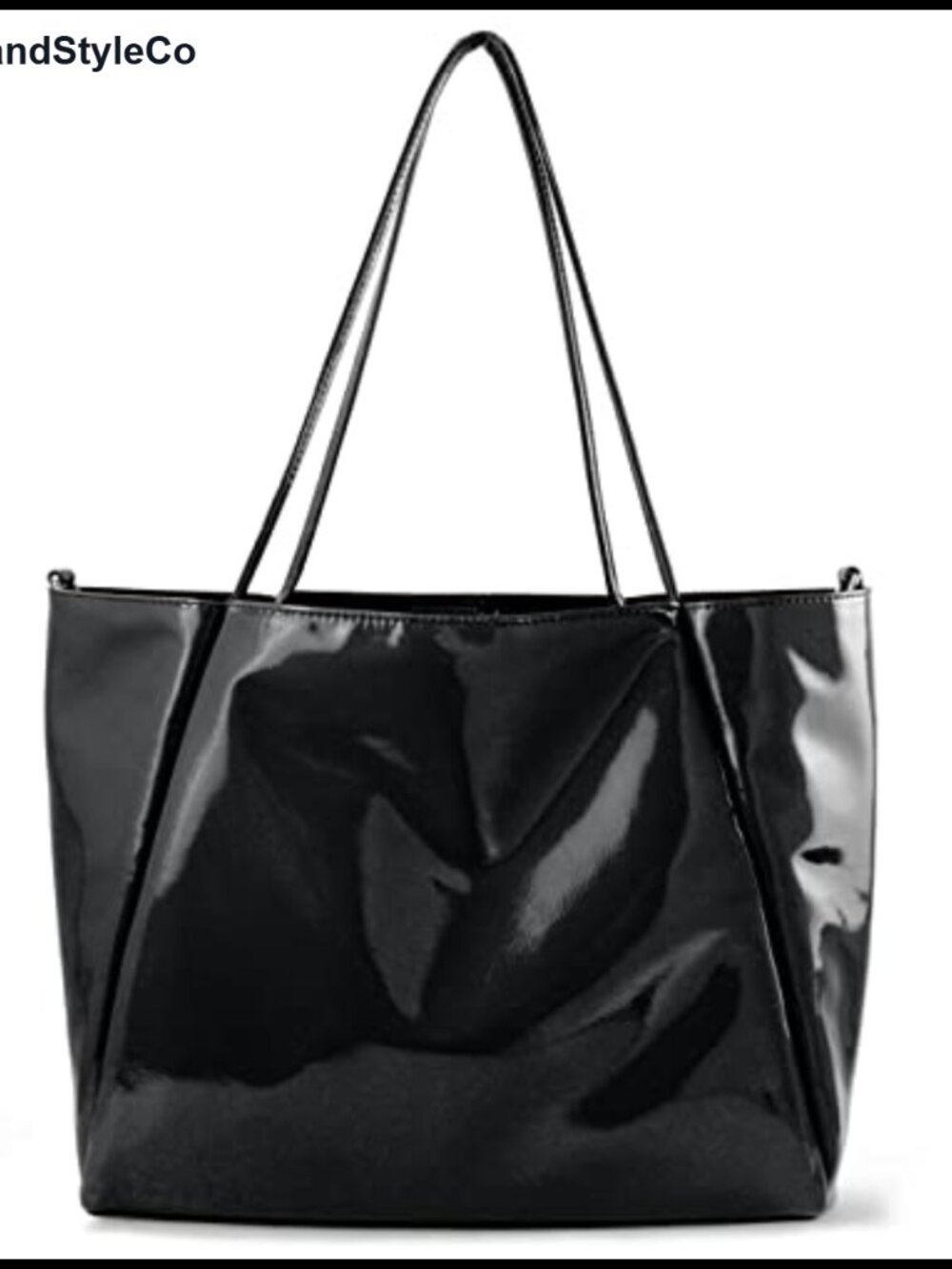 Glossy Patent Faux Leather Convertible Tote Purse Women Top Handle Shoulder Bag